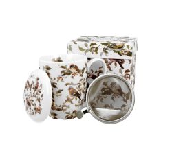 DUO ANIMALS Becher 380 ml BIRDIES mit Teesieb, New Bone China Porzellan