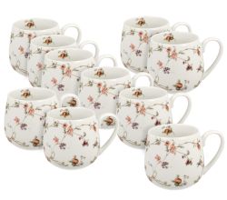 10er SET DUO FLORAL Fassbecher 430 ml SAFA New Bone China Porzellan