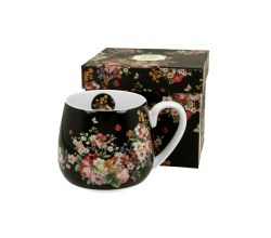 DUO FLORAL Fassbecher 430 ml VINTAGE FLOWERS BLACK New Bone China Porzellan