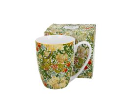 DUO ART GALLERY klassischer Becher 360 ml GOLDEN LILLY New Bone China Porzellan