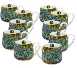 10er SET DUO ART GALLERY Fassbecher 430 ml IRISES New Bone China Porzellan