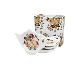 DUO FLORAL 4er-Set Teebeutelhalter ZAHRA New Bone China Porzellan