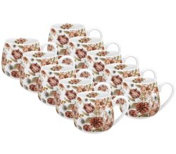 10er SET DUO FLORAL Fassbecher 430 ml PASTEL FLOWERS New Bone China Porzellan