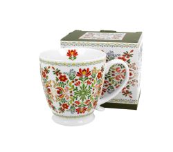DUO ETNO Jumbobecher 480 ml HUNGARIAN mit Fuß, New Bone China Porzellan