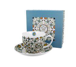 DUO ETNO Jumbobecher 470 ml KASHUBIAN mit Untertasse, New Bone China Porzellan