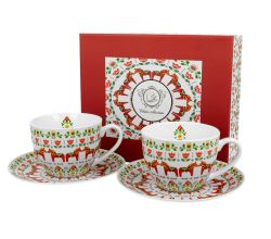 DUO ETNO 2er-Set Tassen 280 ml SCANDINAVIAN mit Untertassen, New Bone China Porzellan