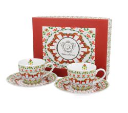 DUO ETNO 2er-Set Espressotassen 90 ml SCANDINAVIAN mit Untertassen, New Bone China Porzellan