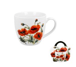 DUO FLORAL Becher 460 ml CLASSIC POPPIES New Bone China Porzellan