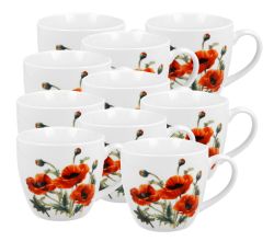 10er SET DUO FLORAL Becher 460 ml CLASSIC POPPIES New Bone China Porzellan