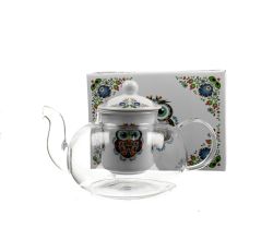 DUO ETNO 30242 Teekanne 1000 ml mit Teesieb OWL mit Teesieb, Glas - New Bone China Porzellan