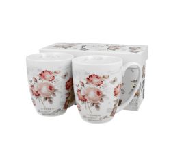 DUO FLORAL 2er-Set klassische Becher 350 ml SECESSION New Bone China Porzellan