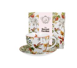 DUO FLORAL Jumbobecher 470 ml LINNEA mit Untertasse, New Bone China Porzellan