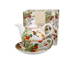 DUO FLORAL Tasse mit Teekanne LINNEA New Bone China Porzellan