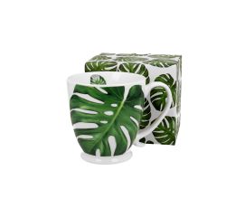 DUO FLORAL Jumbobecher 480 ml MONSTERA mit Fuß, New Bone China Porzellan