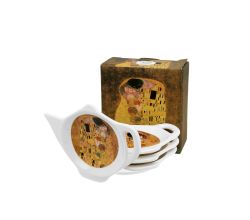 DUO ART GALLERY 4er-Set Teebeutelhalter THE KISS New Bone China Porzellan