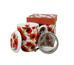 DUO FLORAL Becher 380 ml LINA mit Teesieb, New Bone China Porzellan