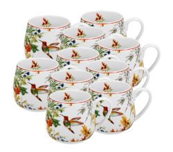 10er SET DUO FLORAL Fassbecher 430 ml LINNEA New Bone China Porzellan