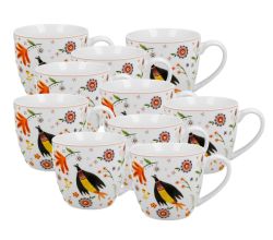 10er SET DUO ETNO Becher 460 ml REGIONAL PATTERNS New Bone China Porzellan