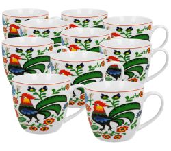10er SET DUO ETNO Becher 460 ml FOLK ROCKS in Tragetasche, New Bone China Porzellan