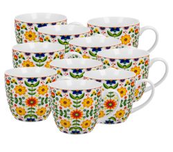 10er SET DUO ETNO Becher 460 ml MERIDA WHITE in Tragetasche, New Bone China Porzellan