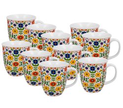 10er SET DUO ETNO 32178 Becher 650 ml REGIONAL PATTERNS New Bone China Porzellan