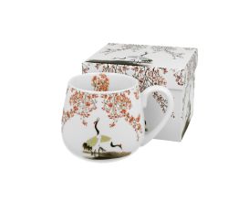 DUO ART GALLERY Fassbecher 430 ml SAKURA & CRANES New Bone China Porzellan