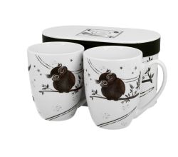 DUO ANIMALS 2er-Set Becher 380 ml CHARMING OWLS New Bone China Porzellan