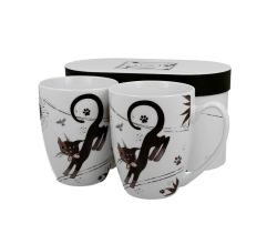 DUO ANIMALS 2er-Set Becher 380 ml CHARMING CATS New Bone China Porzellan