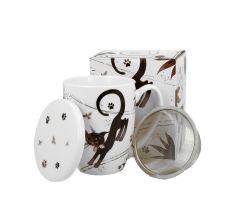 DUO ANIMALS Becher 380 ml CHARMING CATS mit Teesieb, New Bone China Porzellan