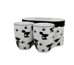 DUO ANIMALS 2er-Set Becher 380 ml BLACK CATS New Bone China Porzellan