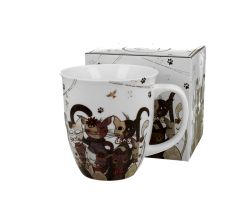 DUO ANIMALS Becher 650 ml CATS FAMILY New Bone China Porzellan