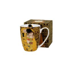 DUO ART GALLERY Klassischer Becher 350 ml THE KISS BROWN New Bone China Porzellan