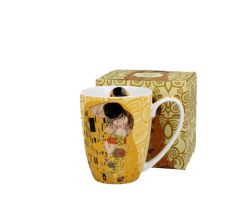 DUO ART GALLERY Klassischer Becher 350 ml THE KISS ECRU New Bone China Porzellan