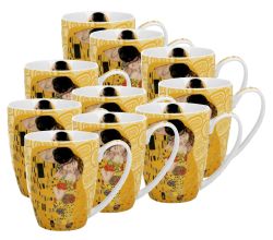 10er SET DUO ART GALLERY Klassischer Becher 350 ml THE KISS ECRU New Bone China Porzellan