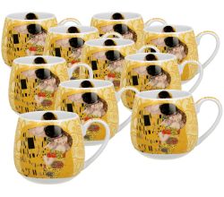 10er SET DUO ART GALLERY Fassbecher 430 ml THE KISS ECRU New Bone China Porzellan