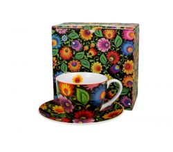 DUO ETNO Tasse 280 ml ETNIC mit Untertasse, New Bone China Porzellan