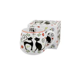 DUO ANIMALS Fassbecher 430 ml ETNO CATS New Bone China Porzellan
