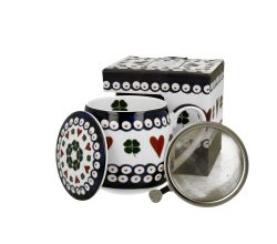 DUO ETNO 34387 Fassbecher 430 ml mit Teesieb INDIGO mit Teesieb, New Bone China Porzellan