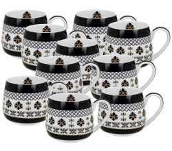 10er SET DUO ETNO 34400 Fassbecher 430 ml INDIGO New Bone China Porzellan