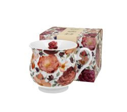 DUO FLORAL Retro Becher 500 ml SPRING ROSES WHITE New Bone China Porzellan