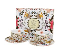 DUO ART GALLERY 2er-Set Espressotassen 90 ml WHITE mit Untertassen, New Bone China Porzellan