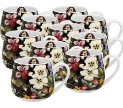 10er SET DUO ART GALLERY Fassbecher 430 ml BLACK New Bone China Porzellan