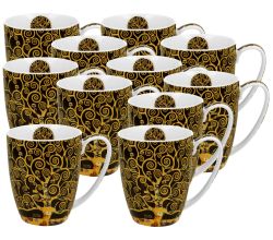 10er SET DUO ART GALLERY Klassischer Becher 360 ml TREE OF LIFE New Bone China Porzellan