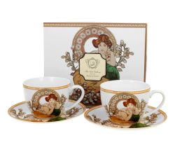 DUO ART GALLERY 2er-Set Tassen 250 ml TOPAZ mit Untertassen, New Bone China Porzellan