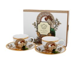 DUO ART GALLERY 2er-Set Espressotassen 90 ml TOPAZ mit Untertassen, New Bone China Porzellan