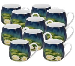 10er SET DUO ART GALLERY Fassbecher 430 ml NENUFARS New Bone China Porzellan