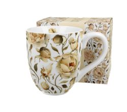 DUO FLORAL XXL Becher 1000 ml ENGLISH ROSES WHITE New Bone China Porzellan