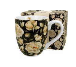 DUO FLORAL XXL Becher 1000 ml ENGLISH ROSES BLACK New Bone China Porzellan