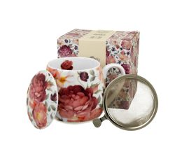 DUO FLORAL Fassbecher 430 ml SPRING ROSES WHITE mit Teesieb, New Bone China Porzellan
