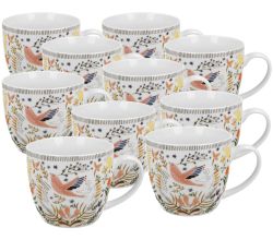 10er SET DUO ETNO Becher 460 ml SANIN in Tragetasche, New Bone China Porzellan